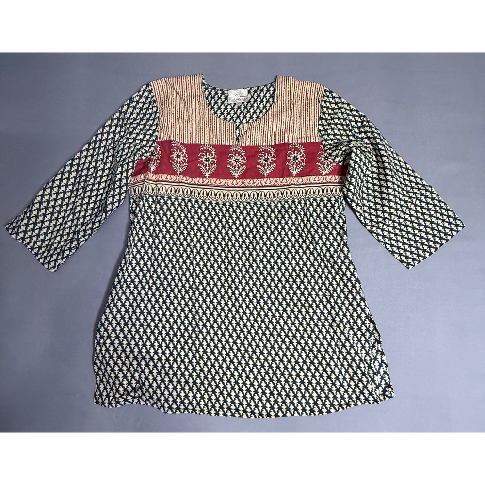 Sabhayata Tunic Top Large Floral Print Bohemian Style 3/4 Sleeve‎ Womens